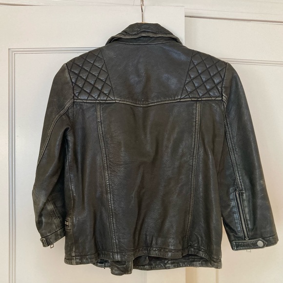 ALL SAINTS BLACK LEATHER BIKER / MOTO JACKET - Picture 2 of 5